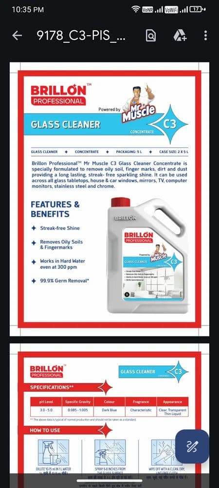 Plastic 5 Litre Glass Cleaner Concentrate, Packaging Type: Can view 2