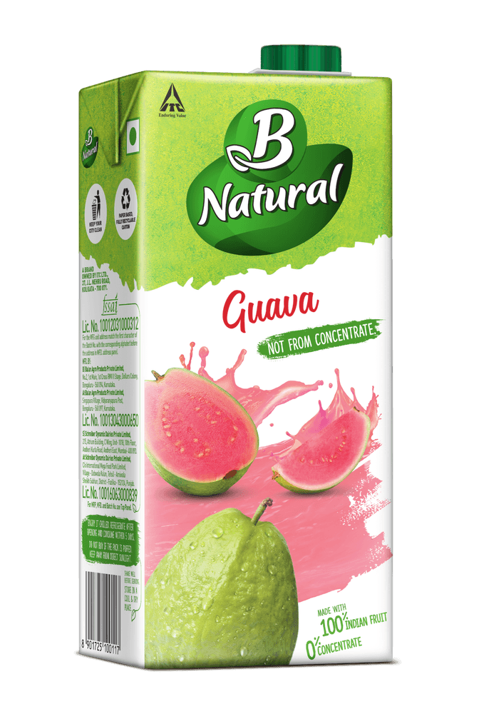 B Natural Juice Guava 1000 ML, Packaging Type: Tetra Pack