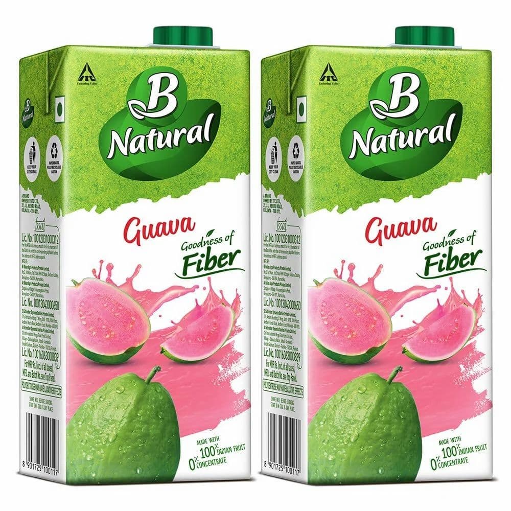B Natural Juice Guava 1000 ML, Packaging Type: Tetra Pack view 2