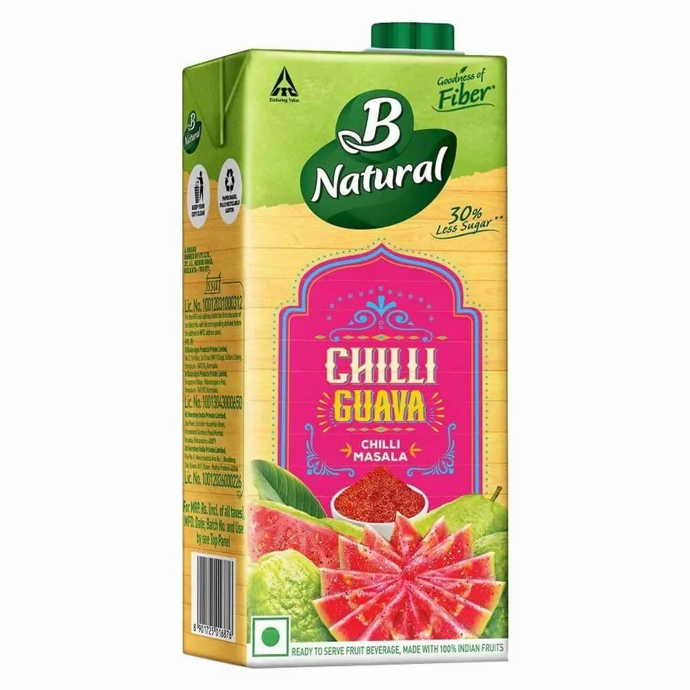 B Natural Juice Guava 1000 ML, Packaging Type: Tetra Pack view 3